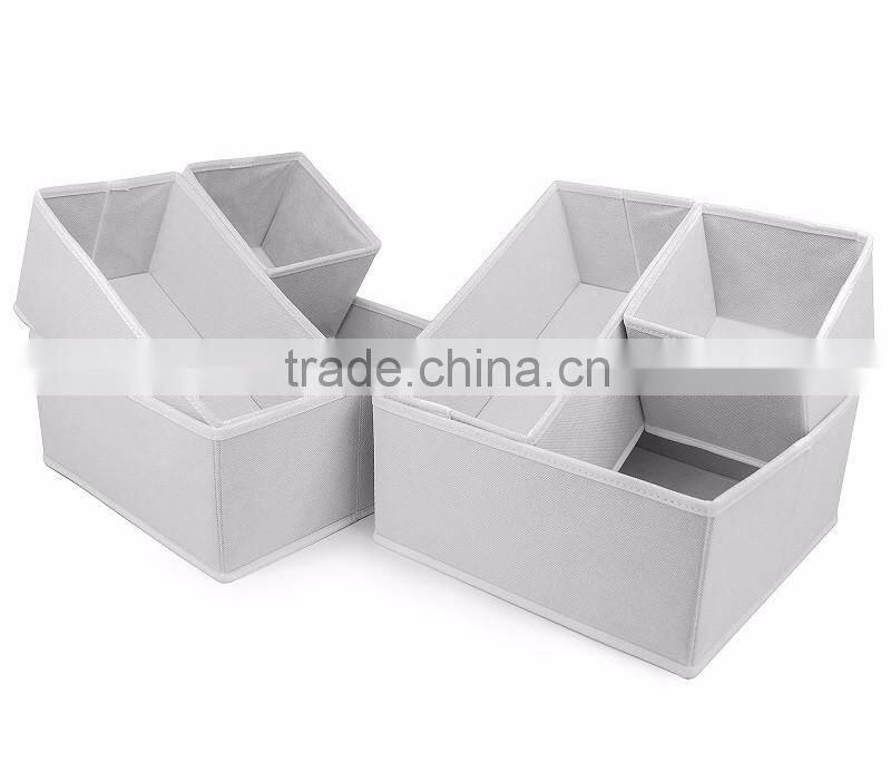 Foldable Storage Drawer Closet Dresser Organizer Bins for Underwear, Bras, Socks, Ties, Scarves, Accessories and More - 6 Piece