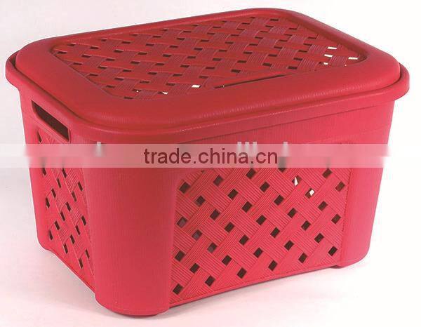 Hot Sale Rectangle Plastic Storage Basket with Lid