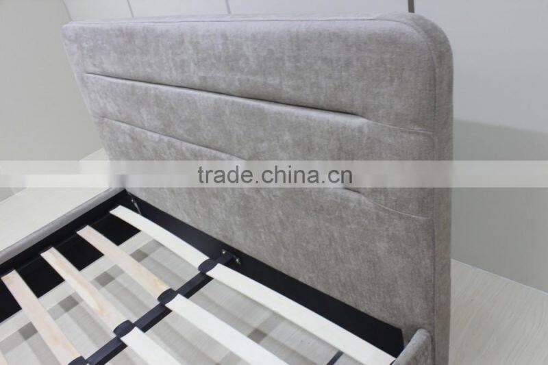 Concise Style Pulled Line Feature Fabric Double Bed