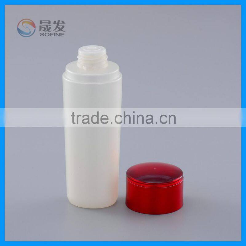 Round cosmetic skin toning lotion bottle