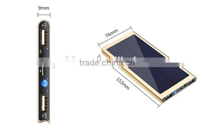 Real 10000mah high efficiency charger solar power bank for cellphone
