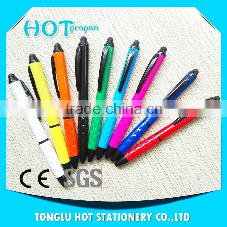 Top consumable products Solid color barrel ,metal clip writing ball pen and stylus pen