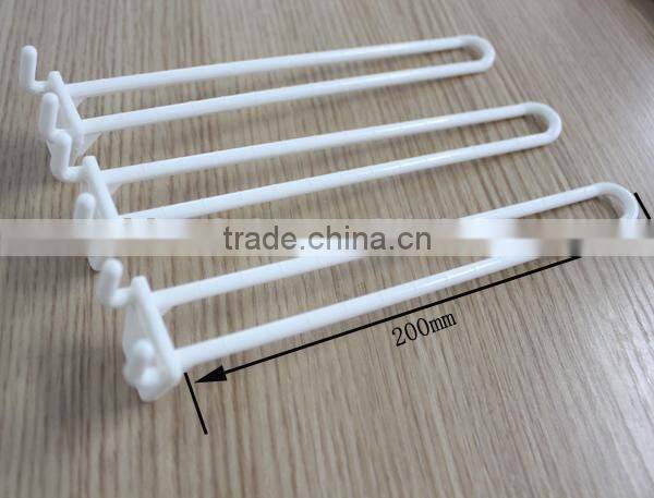 Supermarket White Display Double Wire Loop U Shaped Plastic Pegboard Hook