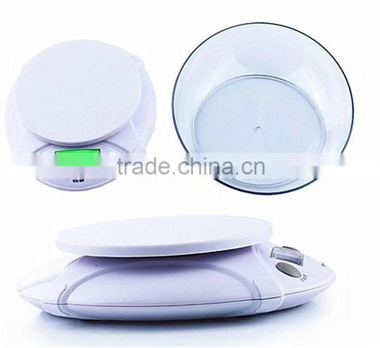 7kg/1g LCD kitchen scale with backlight and bowl