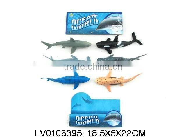 Simulation 7" plastic shark toy whale ocean animals toys 6 IN 1
