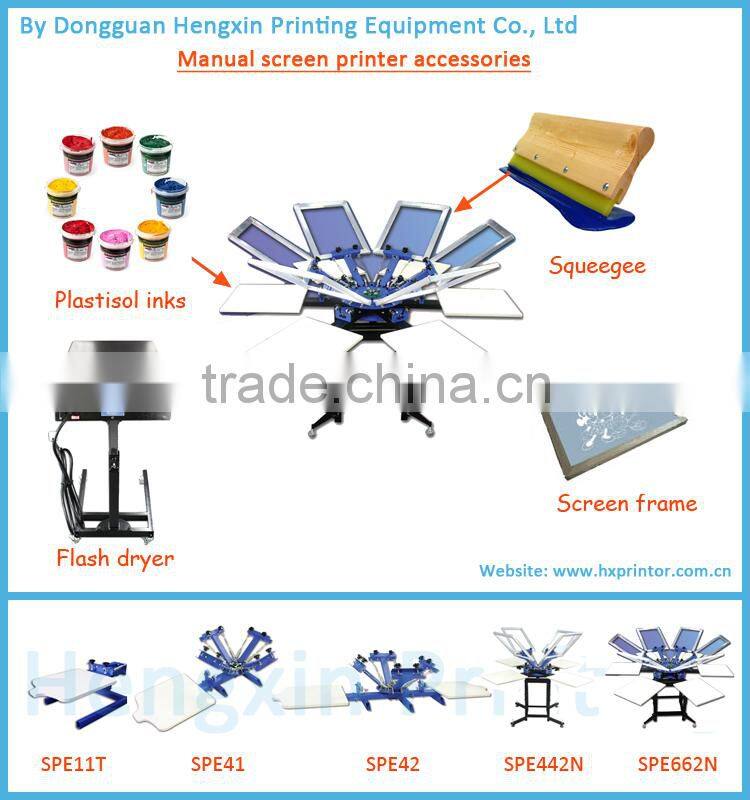 Hand operated 8 color 8 station T-shirt screen printer with flash dryer