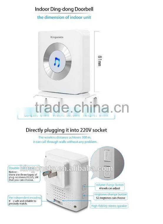Intellignet factory price our new launched home security video camera wirless wifi doorbell with battery for smart phone