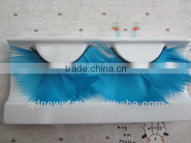 Light blue color real bird Feather eyelash