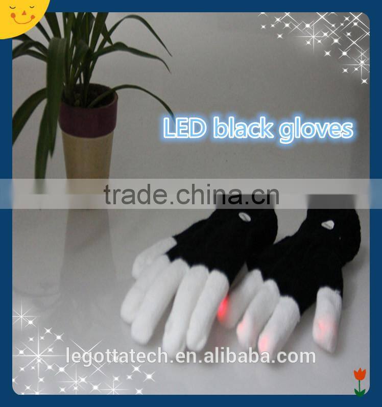 Hot sales amazine velvet flashing gloves raver dancing party 7 colors RGB light gloves