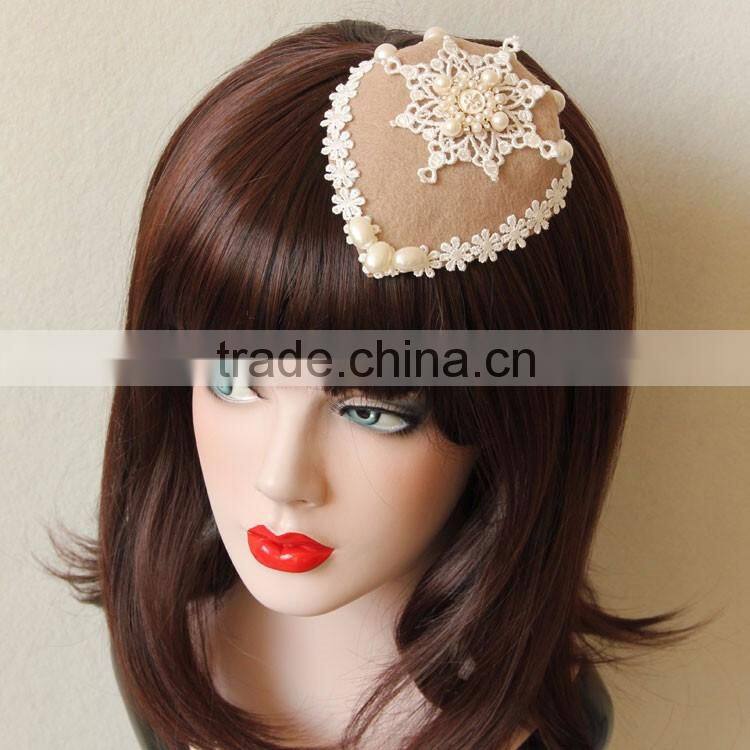 MYLOVE small lady mini top hat beige snow flake hat