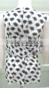 Pretty Steps 2013 New arrival silver/black/milk tie back top