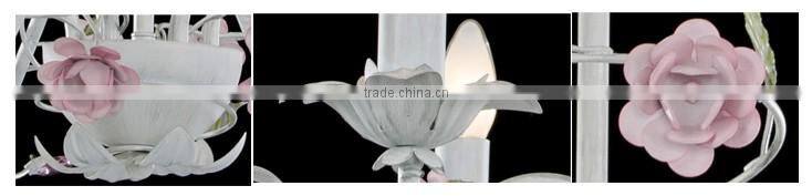 SD0950/6 Rural Style Wrought Iron With Peony Flower Chandelier