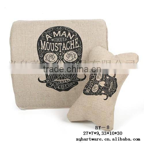 Nature Linen material Custom Printed Memory Foam Car Lumbar Seat Cushion & Car Neck Pillow