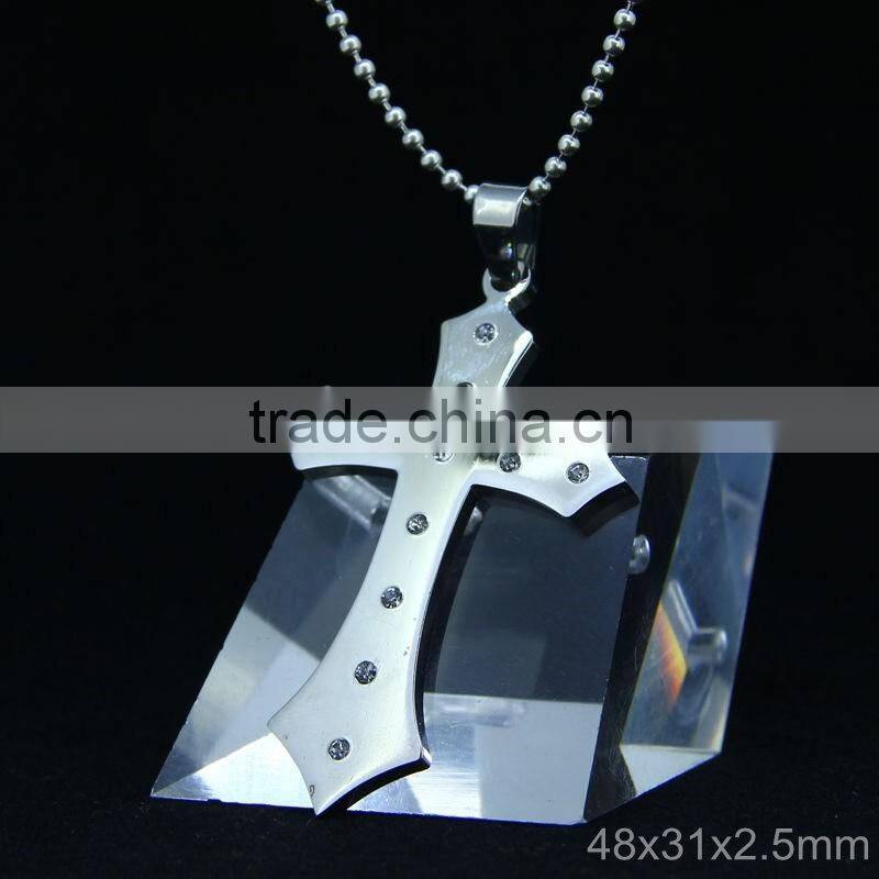 Natural gemstone stainless steel pendant, seven stone cross pendant colorful