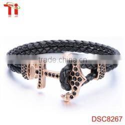 leather bracelet cross stainless steel wholesale sideways cross bracelet cross bracelet