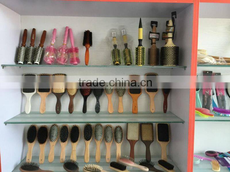 Wooden paddle wooden pins cushion hair brush