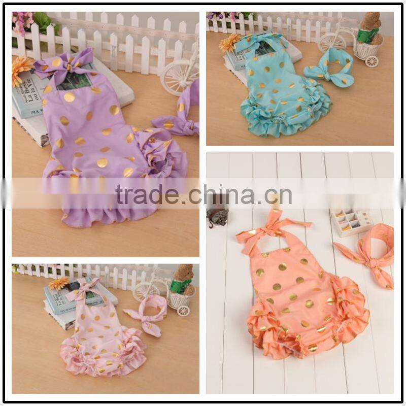 Wholesale baby romper with pom pom trim, girls boutique clothing,girls clothing