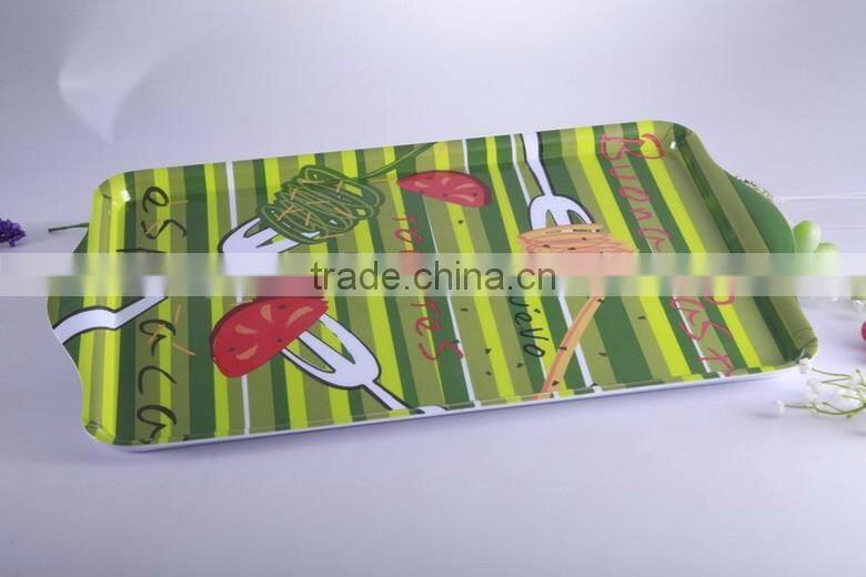 Creative design rectangular anti-slip melamine serving tray,designer food serving trays