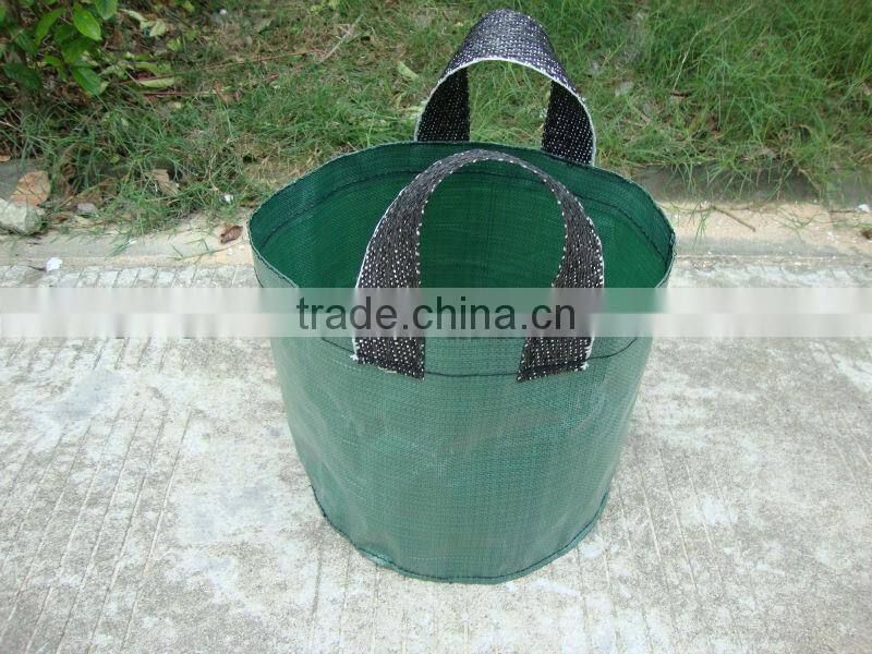 round PE flower bag with black handles