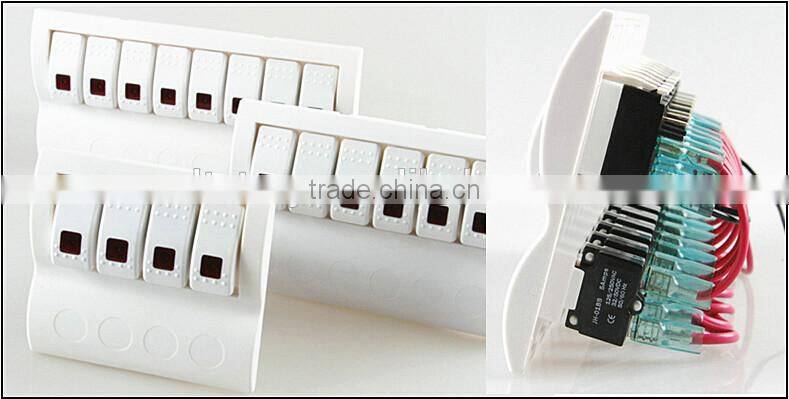 8 GANG Waterproof Rorcker Switches Plastic Panel with Breaker back