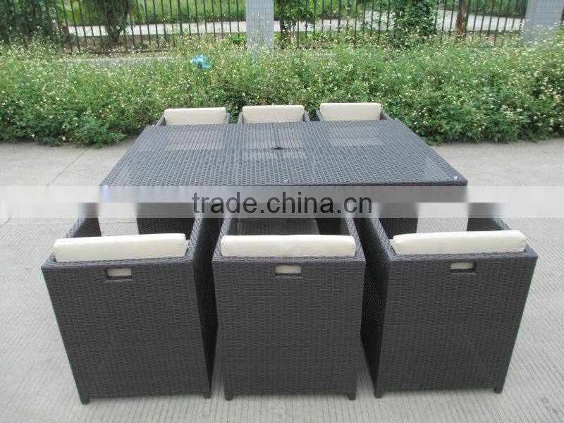 high-end grey rattan wicker furniture dinning table and chair CF829-2