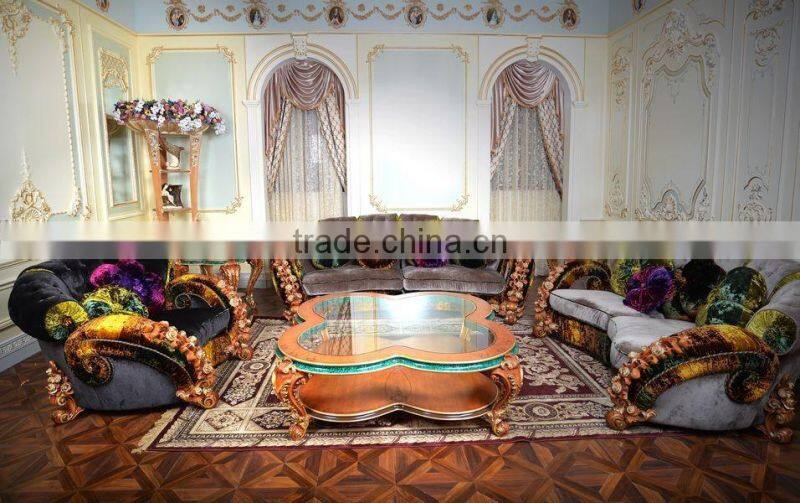 Fabulous French New Design Rococo Rose Vivid Wooden Carving Living Room Furniture Sofa Set