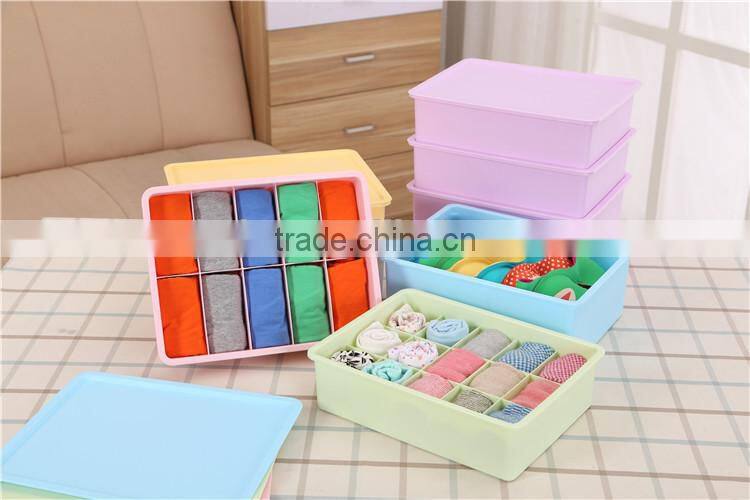 Stackable Plastic Underware Storage Box Clothes Drawer Organizers with Divided Cells