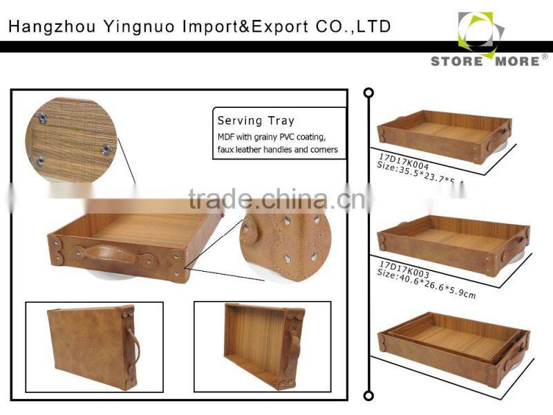 Coloful Leather Serving Tray with Two Handles, 35.5*48.3*5cm
