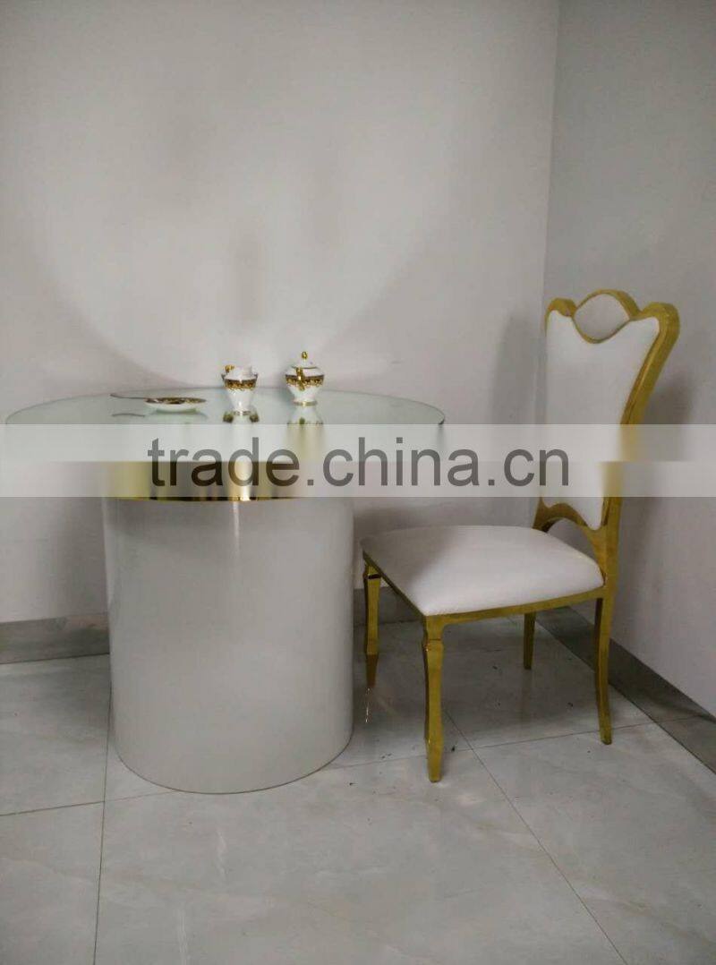 Golden High grade stainless steel coffee table and chairs with good design