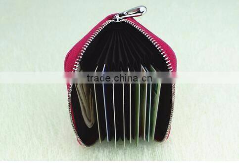 cy278 Genuine Leather Women Card Holder Wallets Small High Quality Female Pillow Purse Fashion Organ Zipper Credit Card Coin Bag