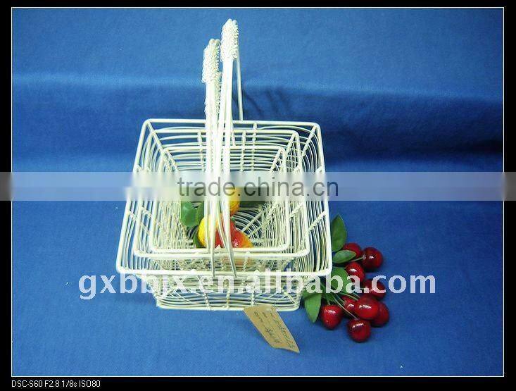 Square creamywhite wire storage fruit&fry basket