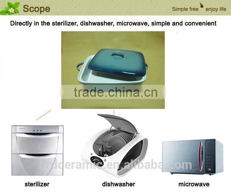 porcelain ovenware with handles Square shape ceramic bakeware with lid