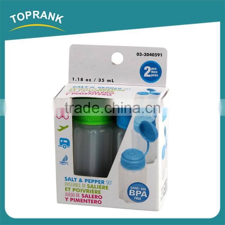 2pcs 35ml mini disposable BPA free plastic salt and pepper shakers set