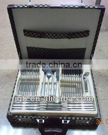 84pcs flatware sets with leather box packing royal style and high quality