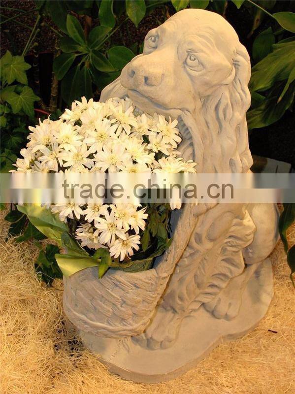 Cheap flower pot garden puppy stone planter