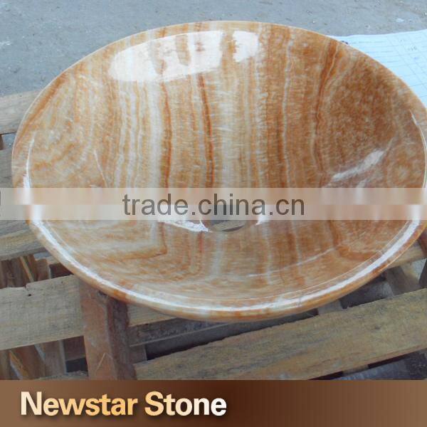 Chinese natural stone carved handmade beige marble sink