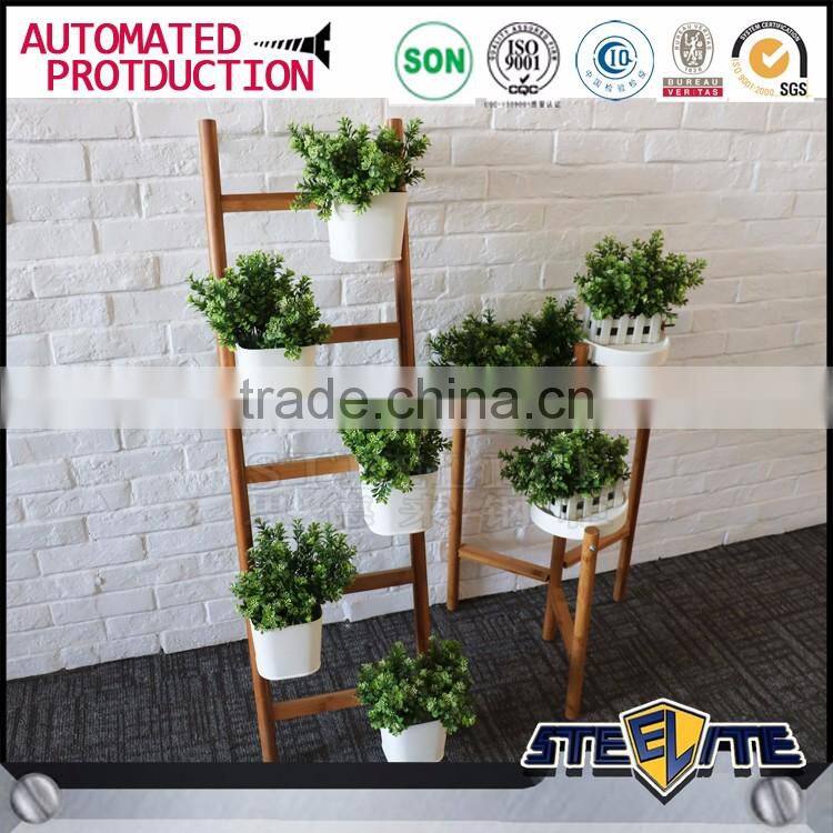 5 tier wooden ladder shelf wooden flower display stand