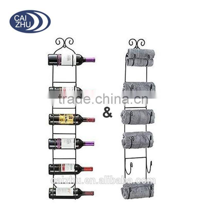 Wall Mount Wine & Towel Rack Holds 6 Bottles or Towels