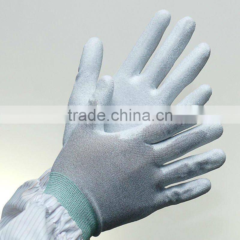 Antistatic assembly glove with pu coated in fingertip