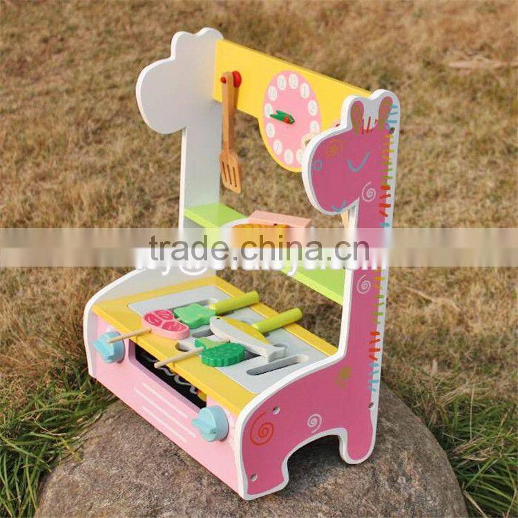 New design preschool kids play kitchen toys wooden toy bbq set W10C302