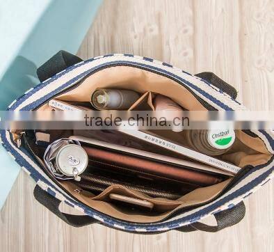 Black and White Stripes Canvas Handbag For Women