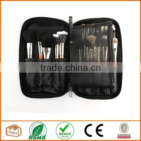 Multifunction Fabrics Makeup Brush Zipper Folio Case Cosmetic Handbag For Travel