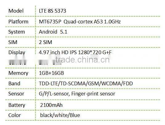 8S mobile 4G LTE8S5373 5.0" ultra slim android smart phone