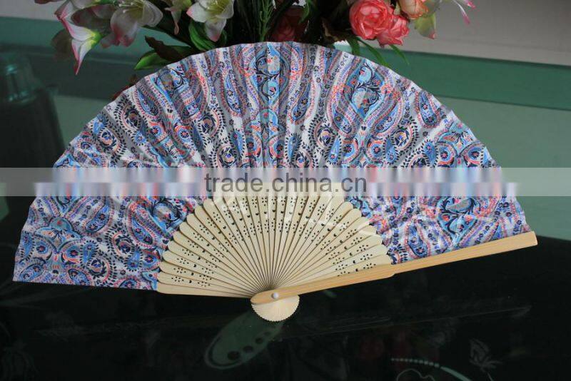 Beautiful fabric bamboo fan for ladies