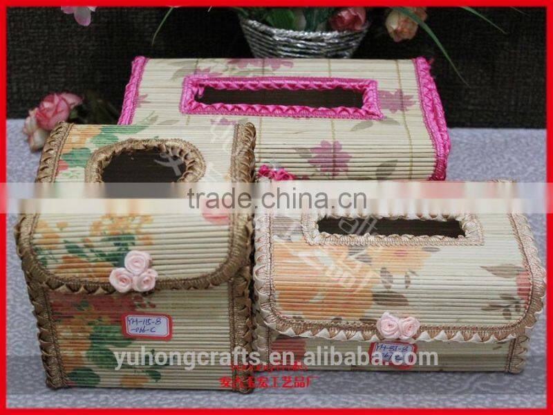 office handmade bamboo tissue box