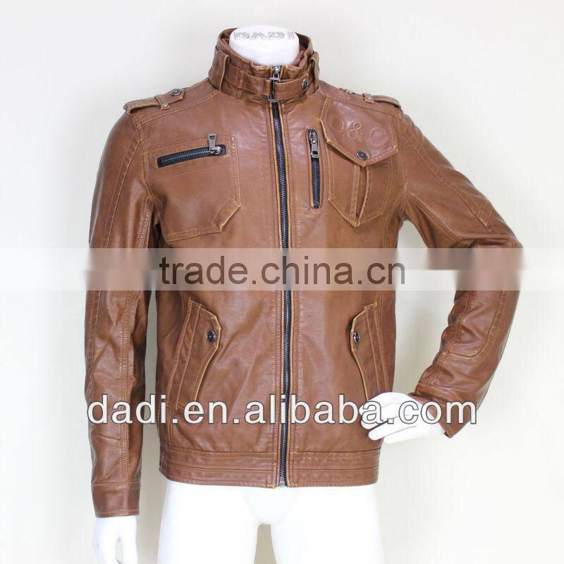 Fashion Orange Leather Jacket For Men