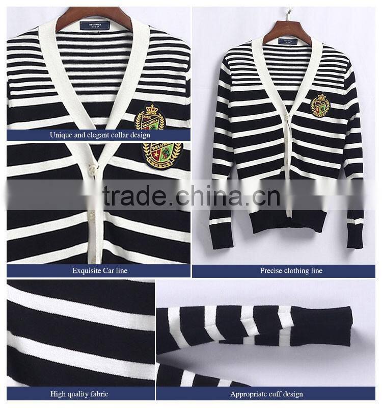 Custom Black And White Strips School Uniform Sweater