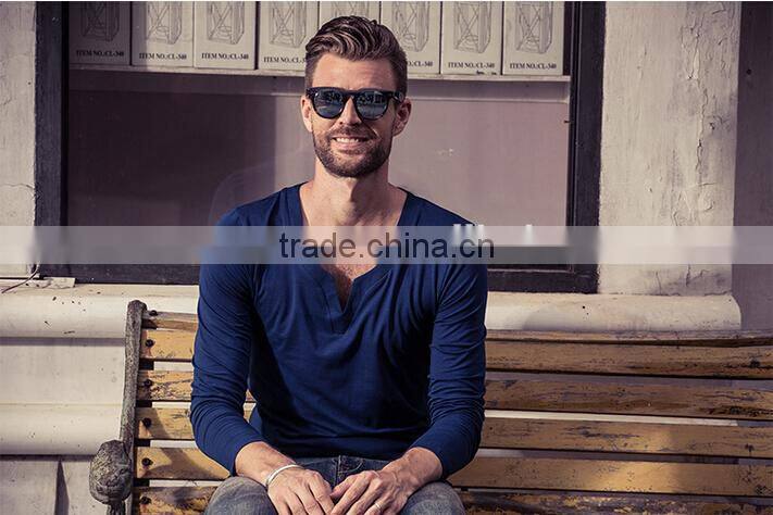 latest high quality long sleeve bulk v-neck T-shirt for man