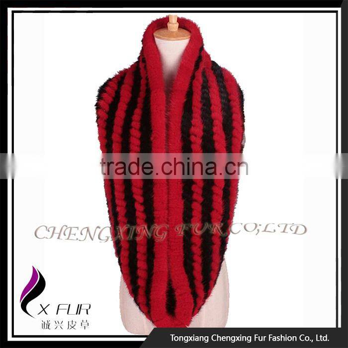CX-S-170C 2017 Winter Fashion Accessories Knitted Snood Scarf Mink Fur Scarf