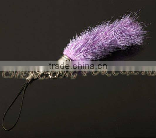 CX-P-19 Wholesale Genuine Mink Fur Keychain Mobile Phone Chain/ Pendant/ Strap
